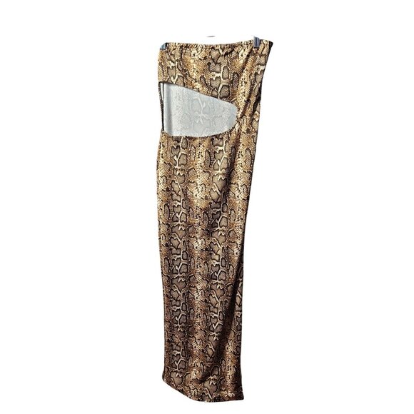 Snake Print Maxi Skirt With Sheer Mesh Detail By Naked Wardrobe Size M Stretch F - Picture 1 of 5